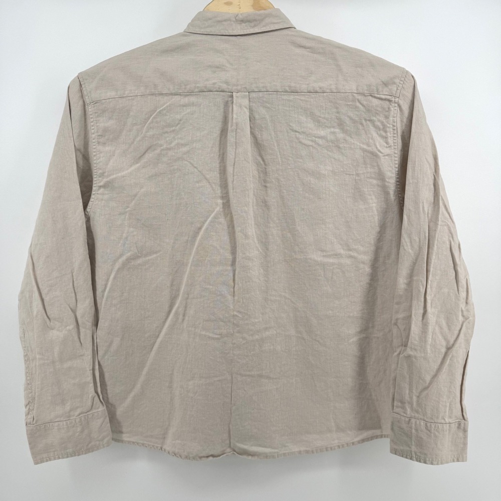 H. Brothers Mens 3XL Linen Blend Long Sleeve Button Down Shirt Beige 10005119 - Picture 3 of 8